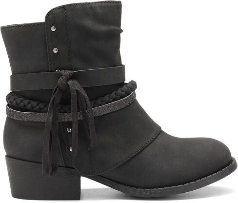 أحذية DREAM PAIRS للفتيات للكاحل بسحاب جانبي وكعب منخفض للأطفال الصغار/الأطفال الكبار، مقاس 10 طفل صغير، أسود، SDBO225K-1 in Saudi Arabia