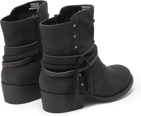 أحذية DREAM PAIRS للفتيات للكاحل بسحاب جانبي وكعب منخفض للأطفال الصغار/الأطفال الكبار، مقاس 10 طفل صغير، أسود، SDBO225K-1 in Saudi Arabia
