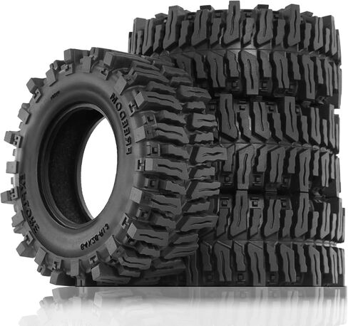 STMU 1.3in RC Crawler Tires Set Swamp Claw Mud Terrain Tires 64 * 26mm for 1/18 1/24 Trx4m SCX24 RC Crawler Car in Kuwait