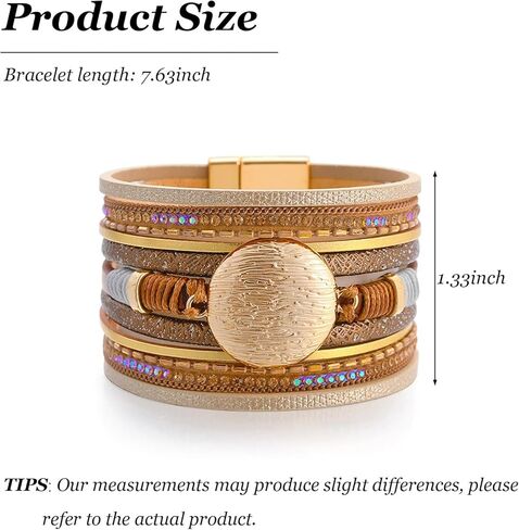 Long tiantian Leather Wrap Bracelets for Women Trendy Pulseras para Mujer Multi-Layer Stackable Cuff Bracelet Boho Jewelry for Women Gifts for Women in Kuwait