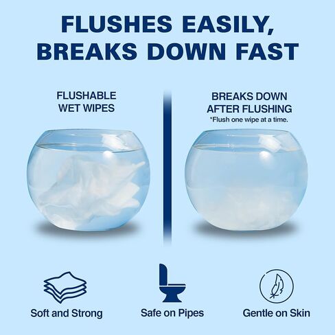 Air Jungles Flushable Wet Wipes 6 Packs, 300 Gentle Cleansing Wipes, Large 7"x7" Size, Fresh Scent, Moisturizing with Aloe Vera & Vitamin E, for Adults and Babies Resealable Packaging in Kuwait