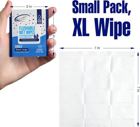 Air Jungles Flushable Wet Wipes 6 Packs, 300 Gentle Cleansing Wipes, Large 7"x7" Size, Fresh Scent, Moisturizing with Aloe Vera & Vitamin E, for Adults and Babies Resealable Packaging in Kuwait