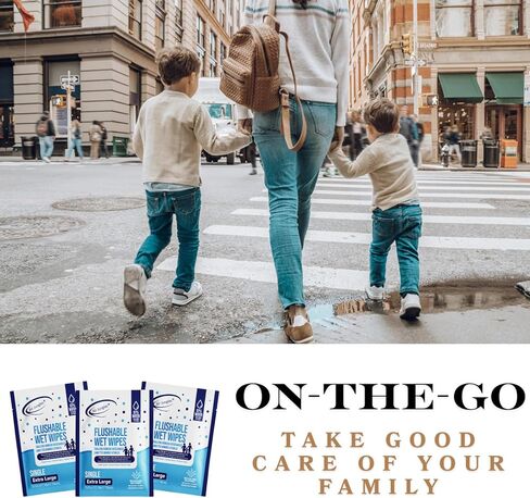 Air Jungles Flushable Wet Wipes 6 Packs, 300 Gentle Cleansing Wipes, Large 7"x7" Size, Fresh Scent, Moisturizing with Aloe Vera & Vitamin E, for Adults and Babies Resealable Packaging in Kuwait