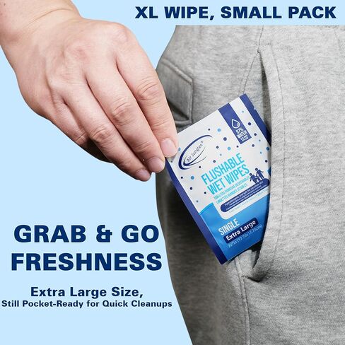Air Jungles Flushable Wet Wipes 6 Packs, 300 Gentle Cleansing Wipes, Large 7"x7" Size, Fresh Scent, Moisturizing with Aloe Vera & Vitamin E, for Adults and Babies Resealable Packaging in Kuwait