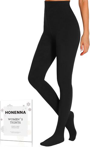 HONENNA Colorful Womens Fleece Lined Tights High Waisted Opaque Winter Thermal Pantyhose, Medias Termicas Para Mujer in Kuwait