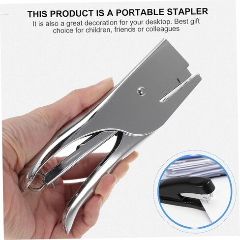 1 قطعة قبضة يد معدنية بدون جهد ذو طيات دباسة سعة لا تصميم مربى للاستخدام المدرسي المكتبي بناء فضي لا حاجة إلى دبابيس in Saudi Arabia