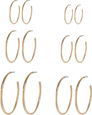 6 Pair Hoop Earring Set 14K Gold Plated Earrings,Stainless Hoop Earring Women Jewelry Gold/Silver Jewelry Gift in Saudi Arabia
