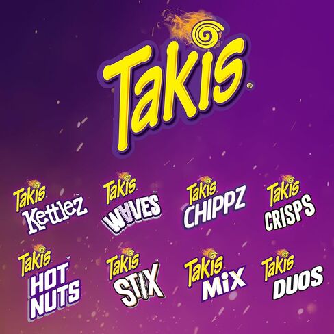 Takis 18 pc / 1 oz Variety Pack, Assorted Flavored Mixed Rolled Tortilla Chips – (5) Fuego, (5) Blue Heat, (4) Nitro, (4) Crunchy Fajitas (Pack of 2) in Saudi Arabia