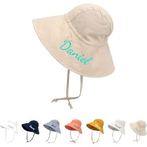 Personalized Baby Boy Beach Hat Baby Girl Sun Hat UPF 50+ Toddler Caps for Boys Girls Infant Wide Brim Hats Baby Bucket Hat