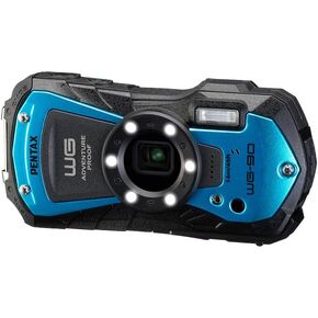 PENTAX WG-90 Blue Waterproof Camera, Shockproof, Dustproof, Freezeproof, Built-in 6-LED Ring Light for Macro Photography, Underwater Shooting Mode