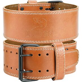 DMoose Fitness Weight Lifting Belt for Men and Women - 5mm Thick Genuine Leather with Secure Double Prong Buckle - Gym Belt for Weightlifting, Bodybuilding, Powerlifting, Squats and Deadlifts