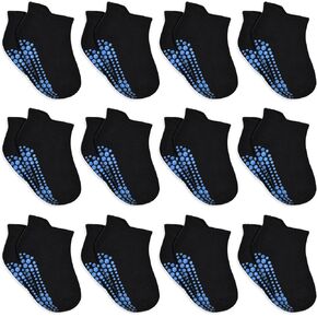 HYCLES Non Slip Toddler Socks 12 Pairs Anti Slip Low Cut Socks for Baby Boys Girls 1-7 Years Kids Ankle Socks with Grip
