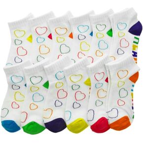 Angelina Unisex Adult and Kids Cotton Blend Low Cut Trainer Socks in Assorted Colors and Prints (12-Pack)