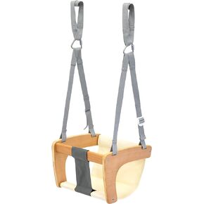 AVDAR Toddler Swing Chair - Baby Swing for Indoor Use Quick Install & Beechwood & 100% Cotton Double Canvas Suitable for Children 6 Months+ - Ideal for Home, Child Day Care