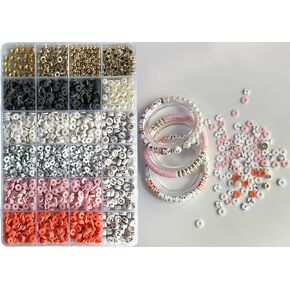 CasaTena Beads for Bracelets Making Kit 6mm Clay Beads for Jewelry Making Kit with Elastic Strings