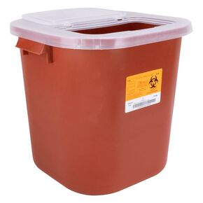 Medegen Sharps Container, 3 Gallon, Red/Black, Large Tortuous Path Lid, 12.5in x 13.5in x 6in, Each
