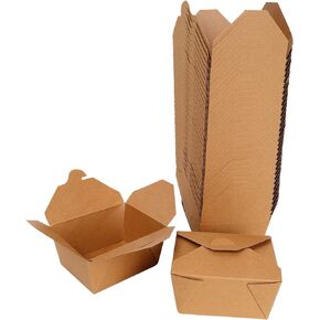 VIRTIONZ Eco-Friendly Take Out Food Containers - 30 oz Kraft Brown Take Out Boxes (50 Pack) Leak and Grease Resistant for Restaurant, Catering and Party