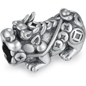 Feng Shui Bracelet Charm Sterling Silver Good Luck Bracelet Charm Pixiu Feng Shui Jewelry for Men Women