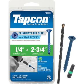 Tapcon 28385 1/4x2-3/4 Blue Star Drive Bugle Head Concrete Anchors 75/Box