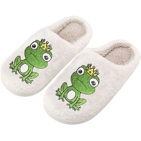 ULEL Women's Men's Cute Frog Slippers Fuzzy Memory Foam Kawaii Cartoon Animal Slippers Winter Warm Fluffy Shoes