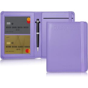 BOACAY Passport Holder and Vaccine Card Slot Combo - Travel Wallet and Waterproof Case for Women, Men, Kids - Cute PU Leather Passport Cover