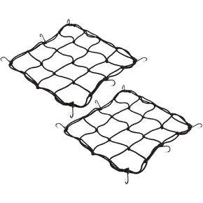 Bungee Net with Hooks sdoot auto Motorcycle Cargo Net 12x12'' Small Cargo Net, 2 Pack Heavy Duty Bike Bungee Cord Net Stretch to 35'' with 6 Adjustable Iron Hooks