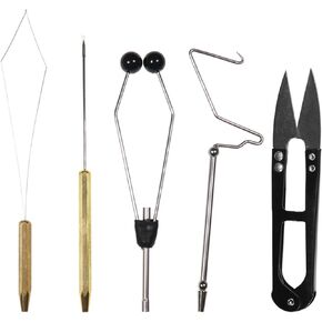 LIXADA Fly Tying Tools Kit 5/6PCS with Fly Tying Vise Bobbin Holder Threader Needle Whip Finisher Scissors Fly Tying Kits for Flying Fishing Professionals Beginners