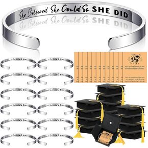 Ecation 36 Pcs Graduation Gifts for Her Inspirational Graduation Bracelets Class of 2024 High School College Graduation Gifts for Her with Graduation Box and Cards Adjustable Bracelets for Girls Women