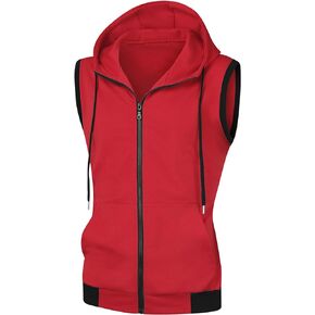 Lars Amadeus Sleeveless Hoodie for Men's Zip Up Drawstring Hooded Sweatshirt