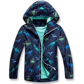 decathee Boys Rain Jackets Lightweight Waterproof Hooded Raincoats Windbreakers with Cotton Lined for Kids