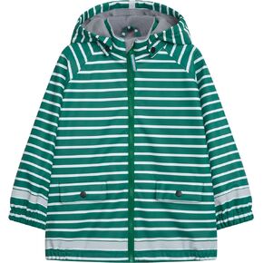 Hiheart Boys Girls Hooded Stripes Pattern Raincoat Rubberized Waterproof Jacket