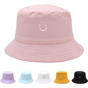Kids Sun Hat Smile Face Toddler Bucket Hat for Boys Girls Summer Sun Protection Cotton Beach Hat
