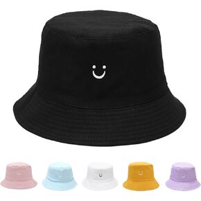 Kids Sun Hat Smile Face Toddler Bucket Hat for Boys Girls Summer Sun Protection Cotton Beach Hat