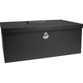 BARSKA 12-Inch Cash Box and 6 Compartment Tray with Key Lock , Black