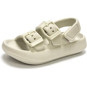 FUNKYMONKEY Pillow Slippers for Boys and Girls Adjustable Double Buckle Unisex-Child EVA Flat Sandals