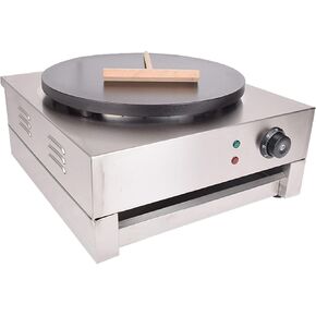 KOUWO Electric Crepe Maker 16" Large Crepe Machine Maker Pancake Making Machine Flat Plate Crepe Griddle (Silver(110V))
