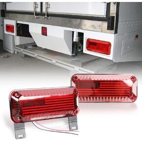 مصابيح LED لمقطورة العربة FSBCGT RV، 57 مصباح LED أحمر RV Camper Trailer مع إشارة تشغيل/دوران/فرامل/إيقاف، لوحة ترخيص بيضاء بغطاء أحمر فاتح على السطح in Kuwait