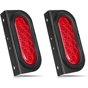 LIMICAR Oval Trailer Lights, Trailer Light Bracket, 6" inch Trailer Tail Light with flush Mount Grommets Plugs Mounting Brackets, LED Trailer Lights Kit for Utility Trailer