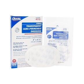 Dukal-4112 Transparent Semi-Permeable Dressing, Sterile, 4" W x 4-3/4" L (Pack of 50)