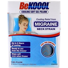 BeKOOOL Cooling Soft Gel Pillow - Reusable Cooling Relief from Migraines, Neck Strain and Fever - Up to 6 Hours of Cooling, Ready to Use, Stays Soft When Frozen