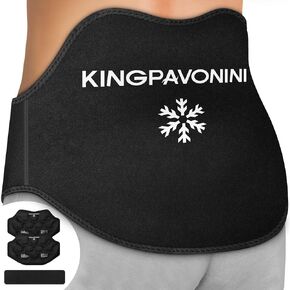 KingPavonini حزمة ثلج كبيرة جدًا لتخفيف آلام الظهر مع حزام تمديد، عبوتان من جل الثلج السفلي القابل لإعادة الاستخدام لجراحة أسفل الظهر، عرق النسا، القرص المنفتق، ألم العصعص، العلاج البارد/الساخن
