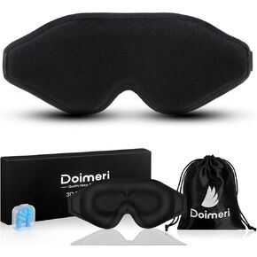Sleep Mask for Women Men, Eye Mask for Sleeping Comfortable Light Blocking Sleeping Mask with Adjustable Strap for Night Shift Travel Nap by Doimeri - Black