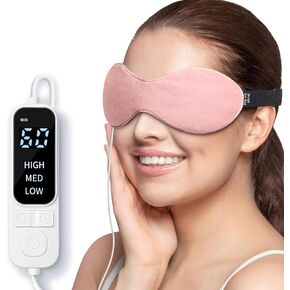 YFONG Heated Eye Mask for Dry Eyes, Sinus, Migraine, Stye, USB Wired Eye Care Mask with Heat - 3 Temperature & 4 Time Control, Sleep Mask Relax Eye Strain, Puffy, MGD, Warm Compress for Eyes (Black)