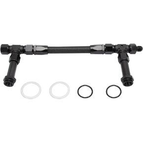 Dual Feed Fuel Line for Holley 4150, Carburetor Dual Feed Fuel Line Kit, Aluminum Alloy Fuel Line Stainless Steel Braided 8 AN Dual Inlet Fuel Line Kit(Black)