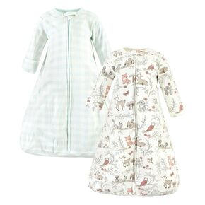 Hudson Baby Unisex Baby Cotton Wearable Sleeping Bag, Sack, Blanket, Girl Woodland Pals Long Sleeve, 0-3 Months