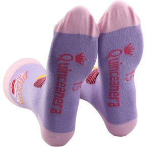 PXTIDY Quinceañera Socks 15th Teenager Birthday Gift Quinceanera Girl Sweet 15 Gift Fifteen Gift for 15 Year Old Girls
