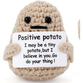 Mini Funny Positive Potato, 3 inch Knitted Wool Doll Potato Toy with Positive Card, Inspiring and Cute Wool Positive Potato Crochet Doll for Cheer Up Gifts and Party Decorations, Cheer Gifts for Kids in Kuwait