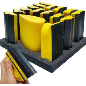 16 PCS Contoured Profile Sanding Block Set - Hook and Loop Foam Material Hand Sander Block- Interchangeable Assorted Convex & Concave Shapes for Sander Wood Woodworking Furniture, Auto Paint