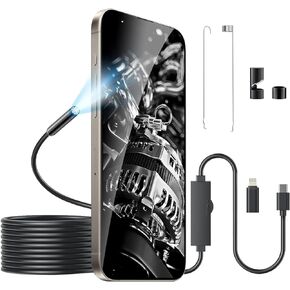 Endoscope Camera with Light iPhone: 1920P HD Borescope with 6 Adjustable LED Lights, Endoscope with Semi-Rigid Snake Camera, 7.9mm IP67 Waterproof Inspection Camera for iOS iPhone, Android