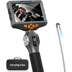 Teslong 3.9mm Two-Way Articulating Borescope with Light, 5-inch IPS Endoscope Inspection Camera with Articulated Probe, Flexible Automotive Mechanics Gadgets Fiber Optic Scope Cam-0.15inch
